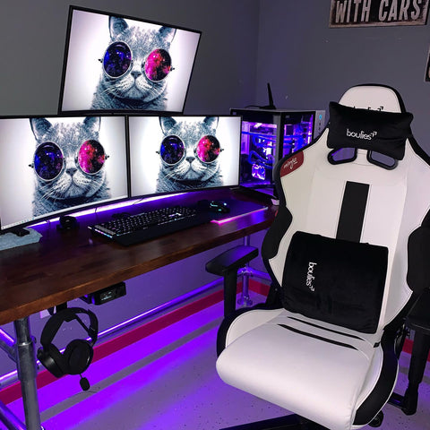White ergonomic gaming chair for tall person